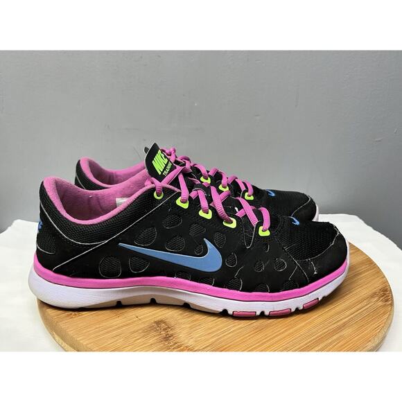 Nike Flex Supreme TR‎ Running Shoes Women 10- 537509-046 Mesh Low Top Black Pink - Picture 3 of 9
